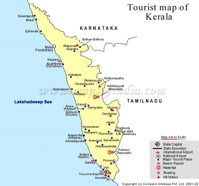 kerala tourist map