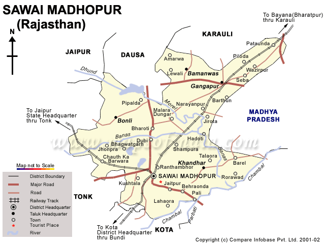 Tourist Map of Ranthambore, Ranthambore Tourist Map