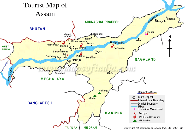 Tourist Map of Kaziranga, Kaziranga Tourist Map