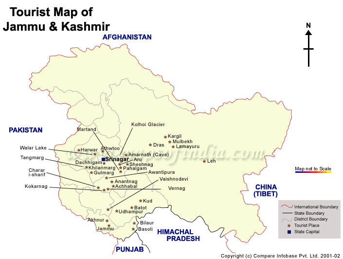 srinagar city tourist map
